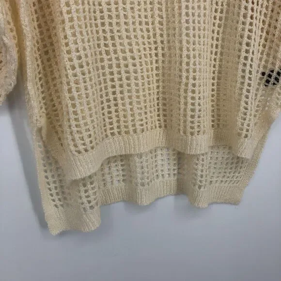 POL Sweater Womens Small Open Knit Pullover Oversized Pocket Sheer Acrylic - Picture 5 of 12